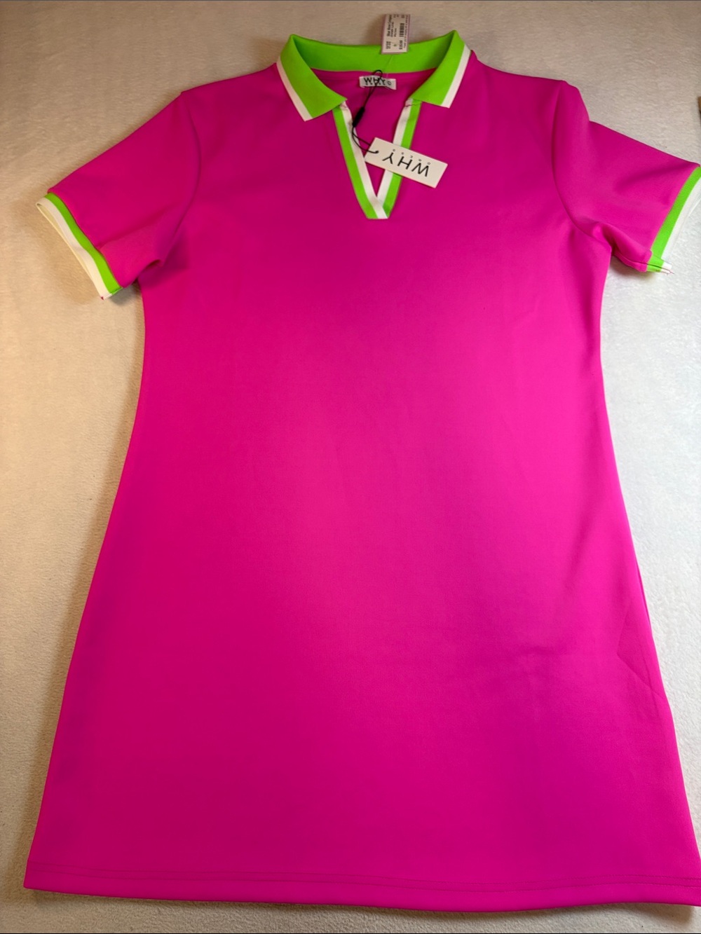 Neon Pink Polo Dress with Lime Trim by WHBM